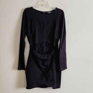 Lulu's Chic Black Cut-Out Long Sleeve Mini Dress Bodycon Midweight Womens XL